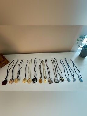 Collection of 14 Handcrafted Mixed Pendant Necklace Set - Assorted Colors